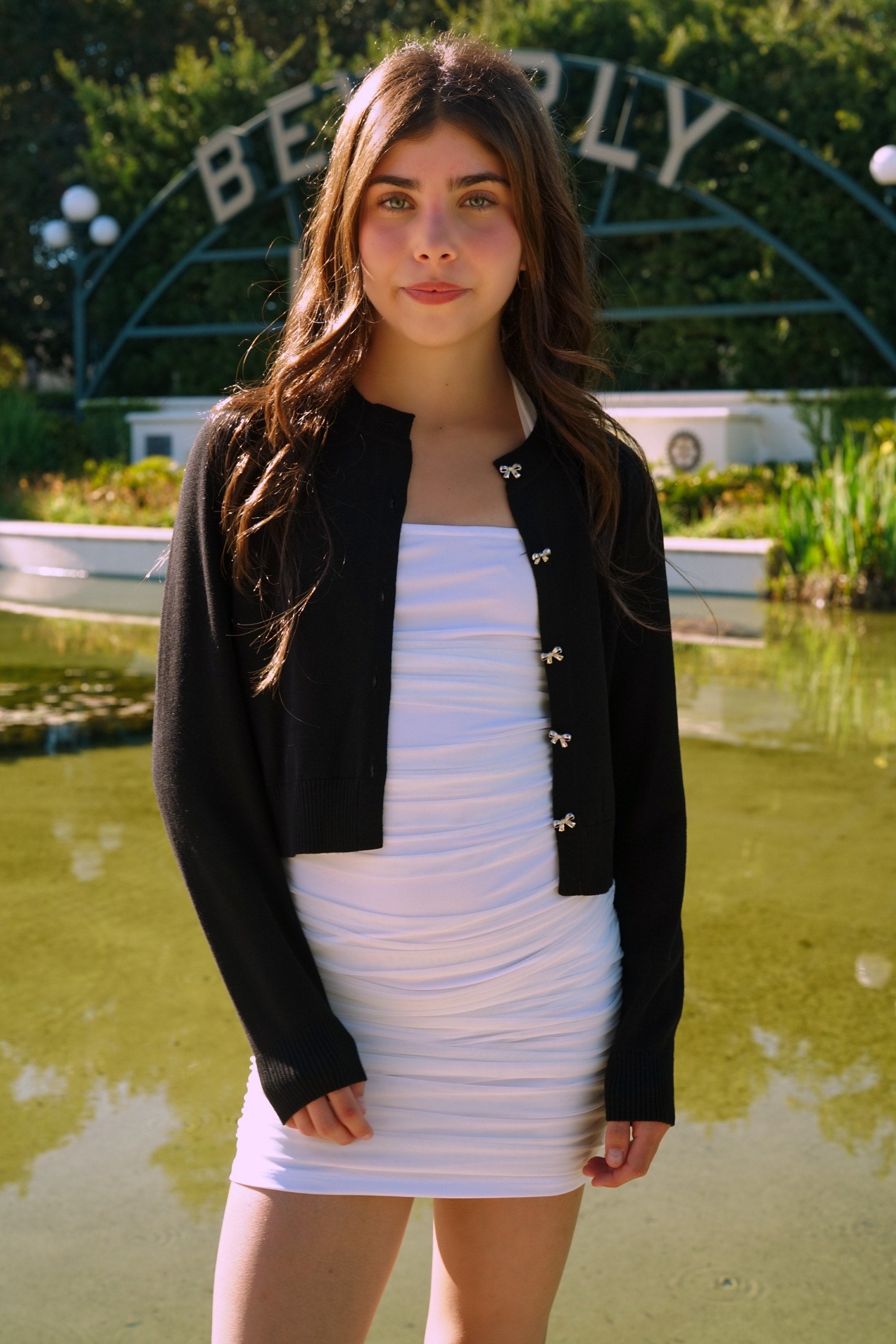 Sylvie Bow Cardigan Black