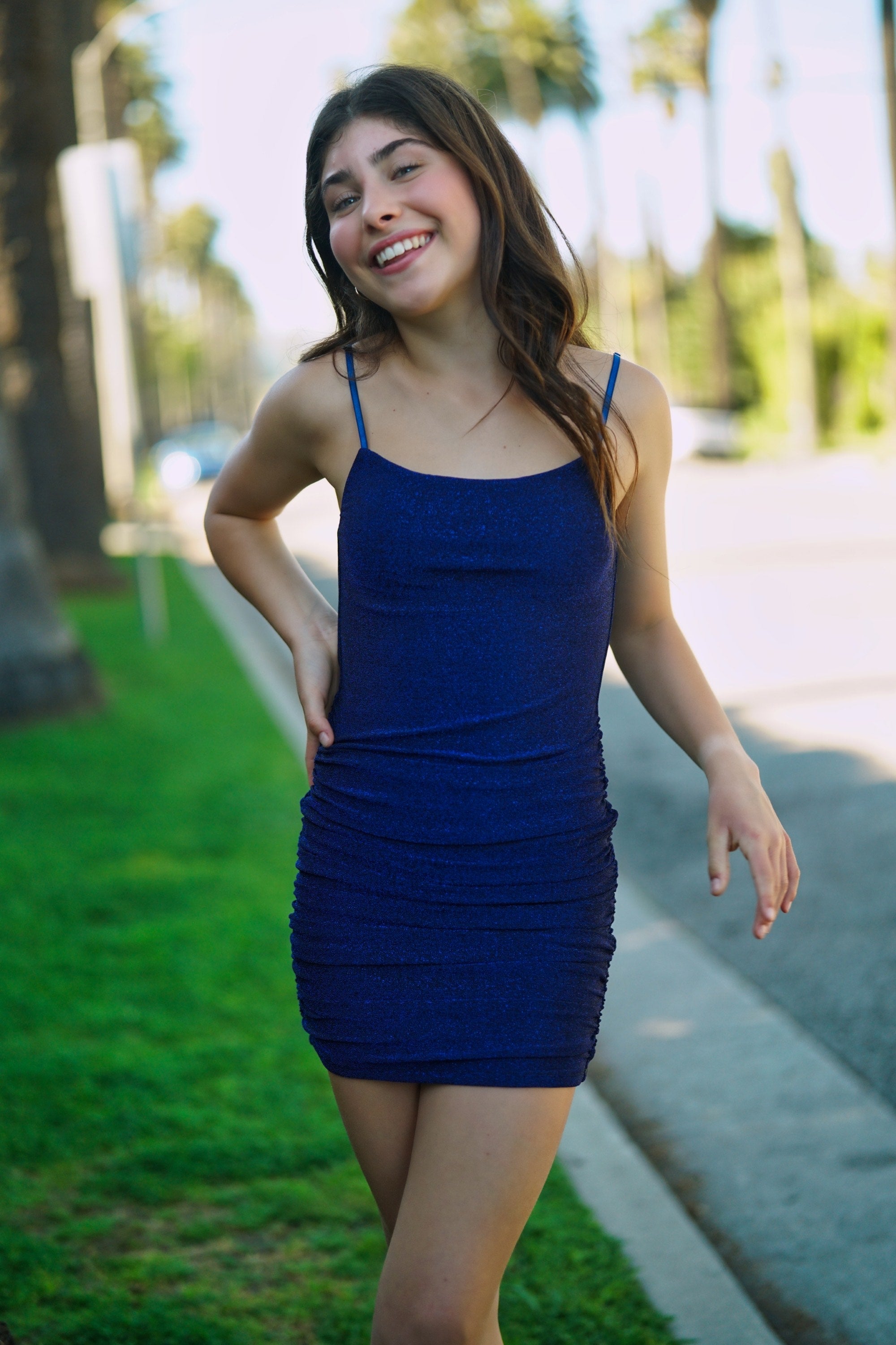 Skylar Party Dress- Blue Shimmer