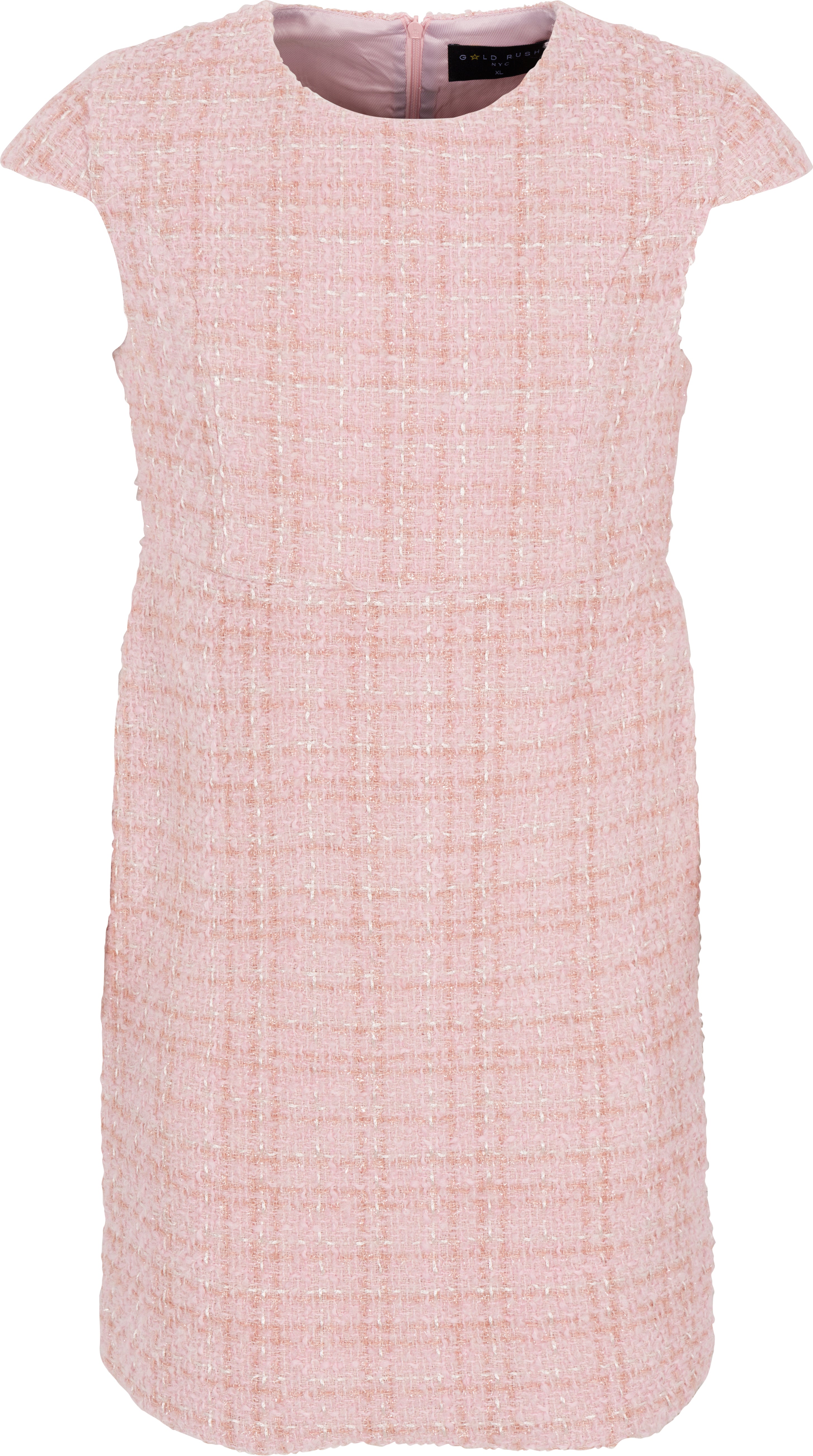 Pink textured dress on a white background