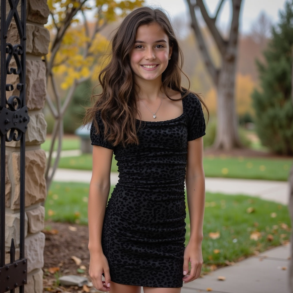 Black Leopard Olivia Dress