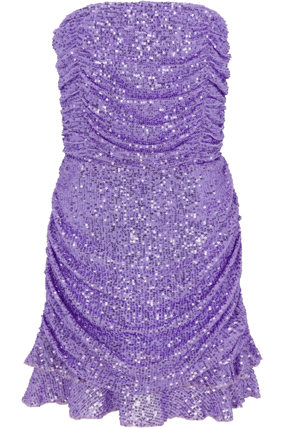 Purple sequin dress on a white background